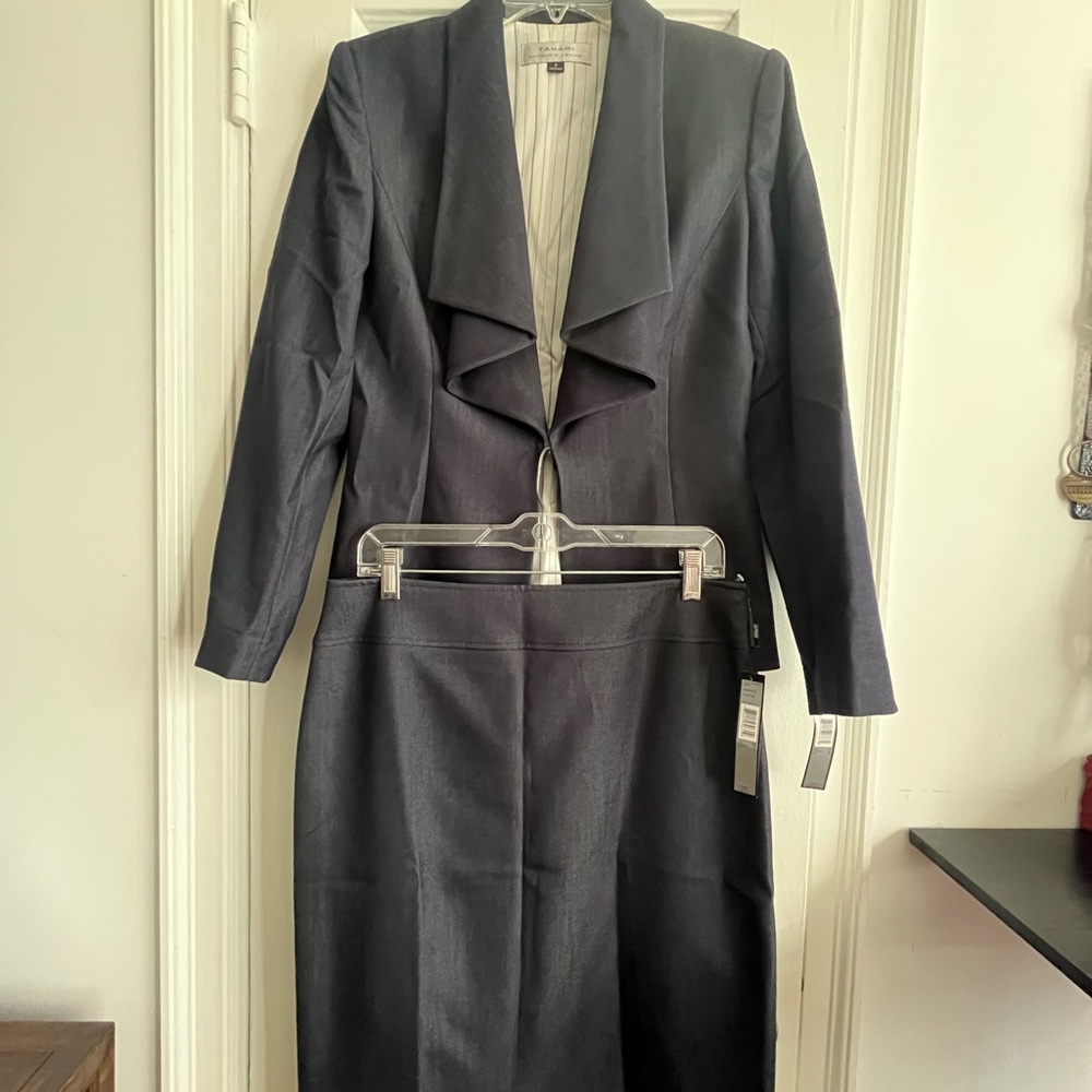 Tahari Gray Skirt Suit